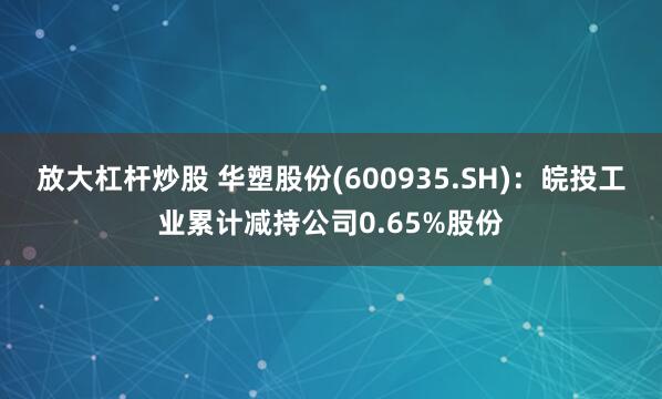 放大杠杆炒股 华塑股份(600935.SH)：皖投工业累计减持公司0.65%股份