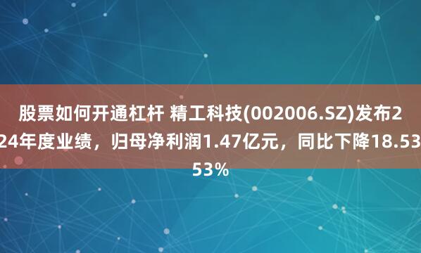 股票如何开通杠杆 精工科技(002006.SZ)发布2024年度业绩，归母净利润1.47亿元，同比下降18.53%
