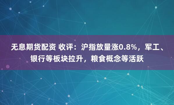 无息期货配资 收评：沪指放量涨0.8%，军工、银行等板块拉升，粮食概念等活跃